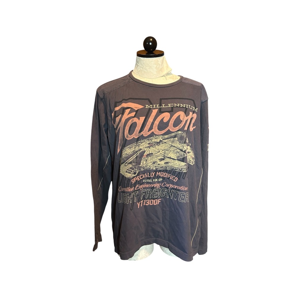 Disney Parks Star Wars Millennium Falcon Long Sleeve Graphic T-Shirt Unisex Sz M